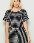 Heimish Full Size Striped Round Neck Short Sleeve Romper