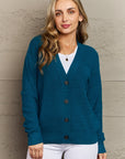 Zenana Kiss Me Tonight Full Size Button Down Cardigan in Teal - Online Only