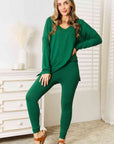 Zenana Lazy Days Full Size Long Sleeve Top and Leggings Set