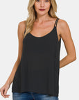 Zenana Woven Double Spaghetti Strap V-Neck Cami