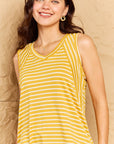 Doublju Talk To Me Full Size Striped Sleeveless V-Neck Top - Online Only