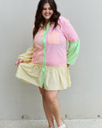 Davi & Dani Flying Colors Colorblock Long Sleeve Shirt Dress - Online Only