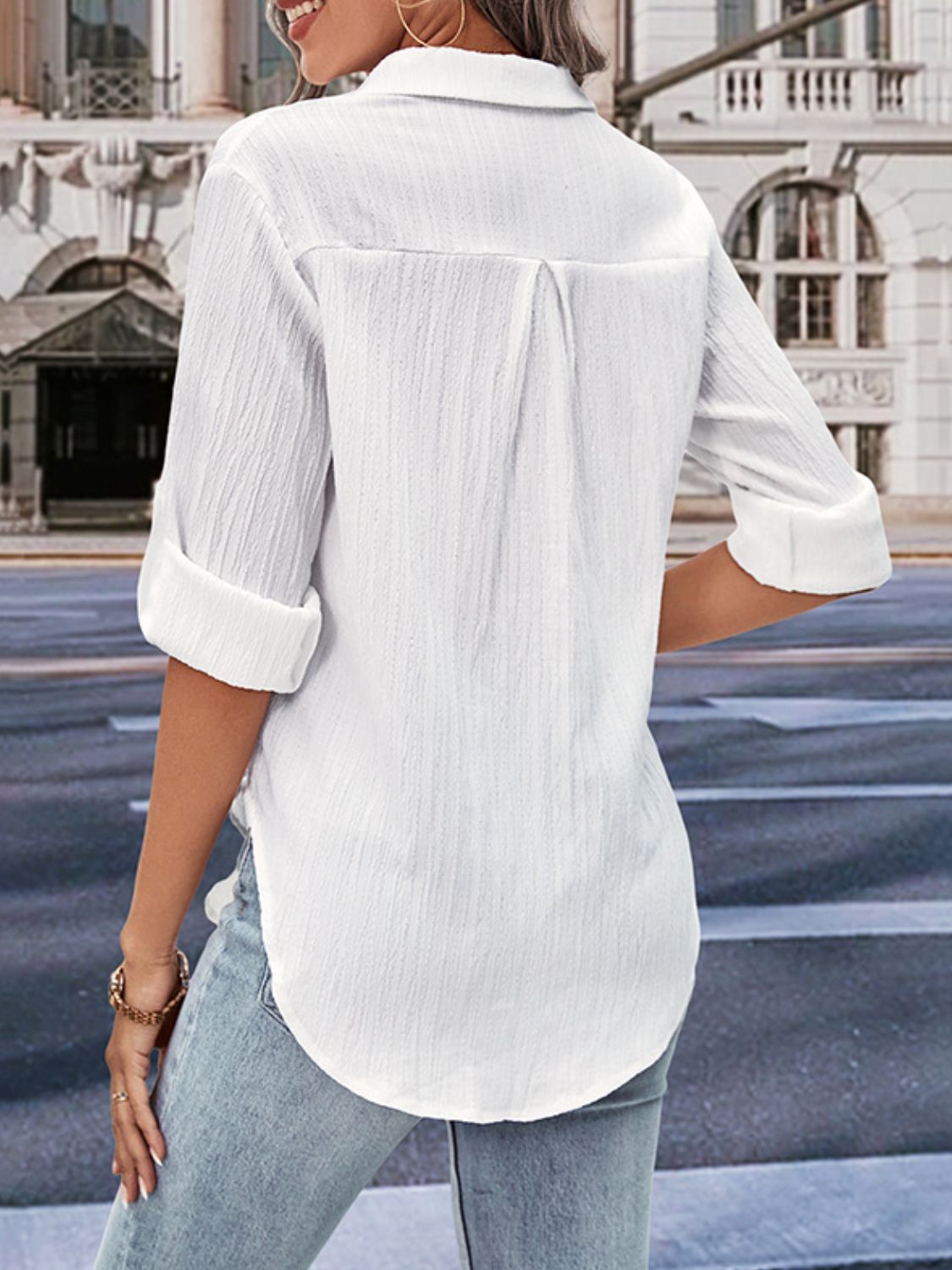 Collared Neck Half Sleeve Twisted Shirt - Online Only
