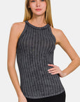 Zenana Ribbed Grecian Neck Tank