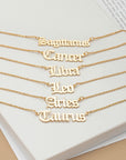 Laser Cut Zodiac Sign Pendant Necklace - Online Only