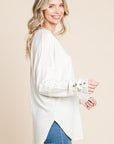 Culture Code Full Size V-Neck Dropped Shoulder Blouse