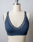 Lace Trim Padded Bralette by Leto Collection - Online Only