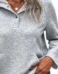 Geometric Snap Button Long Sleeve Sweatshirt