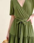 And The Why Soft Short Sleeve Tiered Midi Dress