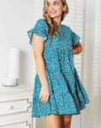 Double Take Short Flounce Sleeve Tiered Dress