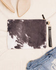 Faux Fur Cow Animal Print Clutch - Online Only