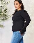 Culture Code Full Size Ribbed Round Neck Long Sleeve Top