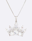 Cubic Zirconia Crown Pendant Necklace - Online Only