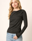 Mittoshop Ruched Long Sleeve Slim Top