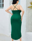 Plus Size Spaghetti Strap Tulip Hem Dress - Online Only