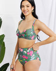 Marina West Swim Take A Dip Twist High-Rise Bikini in Sage - Online Only
