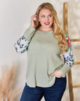 Hailey & Co Full Size Printed Round Neck Blouse