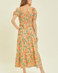 HEYSON Full Size Floral Smocked Tiered Midi Dress