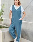 Double Take Full Size Sleeveless Straight Jumpsuit