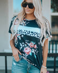 Floral Round Neck Short Sleeve Tee - Online Only
