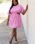 HEYSON Summer Field Cutout T-Shirt Dress in Carnation Pink - Online Only
