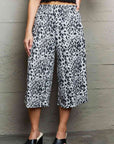 Ninexis Leopard High Waist Flowy Wide Leg Pants with Pockets