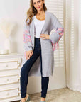 Woven Right Fringe Sleeve Dropped Shoulder Cardigan