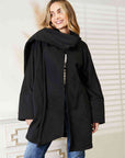 HEYSON Full Size Open Front Cardigan with Scarf Design