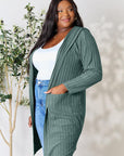 Basic Bae Full Size Ribbed Open Front Long Sleeve Cardigan