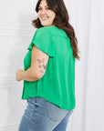 Sew In Love Just For You Short Ruffled sleeve length Top in Green - Online Only
