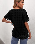 Swiss Dot Round Neck Blouse - Online Only
