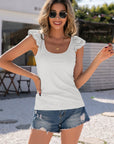 Scoop Neck Lace Cap Sleeve Tank - Online Only