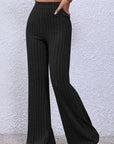 Basic Bae Full Size Ribbed High Waist Flare Pants