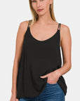 Zenana Woven Double Spaghetti Strap V-Neck Cami