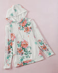 Floral Lace Trim Drawstring Hoodie - Online Only