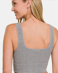 Zenana Ribbed Square Neck Cropped Tank