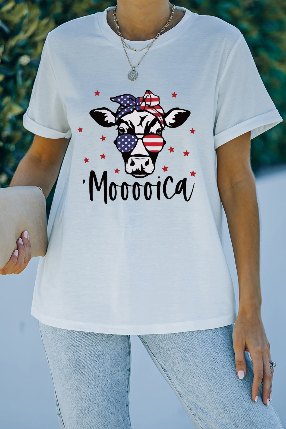 Cow &#39;Merica Round Neck Tee - Online Only