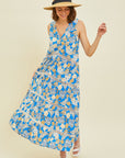 HEYSON Full Size Printed Crochet Trim Maxi Dress