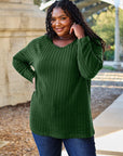 Basic Bae Full Size Ribbed Round Neck Long Sleeve Knit Top