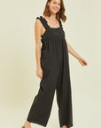 HEYSON Full Size Ruffled Strap Back Tie Wide Leg Jumpsuit