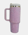 Rhinestone Stainless Steel Tumbler with Straw