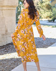 Double Take Full Size Floral Tie Back Flounce Sleeve Dress