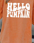 Round Neck Dropped Shoulder HELLO PUMPKIN Graphic Sweatshirt