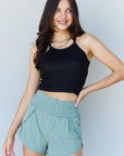 Soft Modal Short Strap Ribbed Tank Top in Black - Online Only