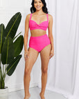 Marina West Swim Take A Dip Twist High-Rise Bikini in Pink - Online Only