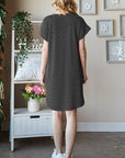 Heimish Full Size Ribbed Round Neck Short Sleeve Tee Dress