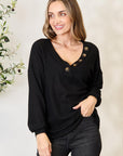 Zenana Buttoned Long Sleeve Blouse