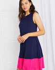 Yelete Two-Tone Sleeveless Mini Dress with Pockets - Online Only