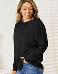 Double Take Seam Detail Round Neck Long Sleeve Top