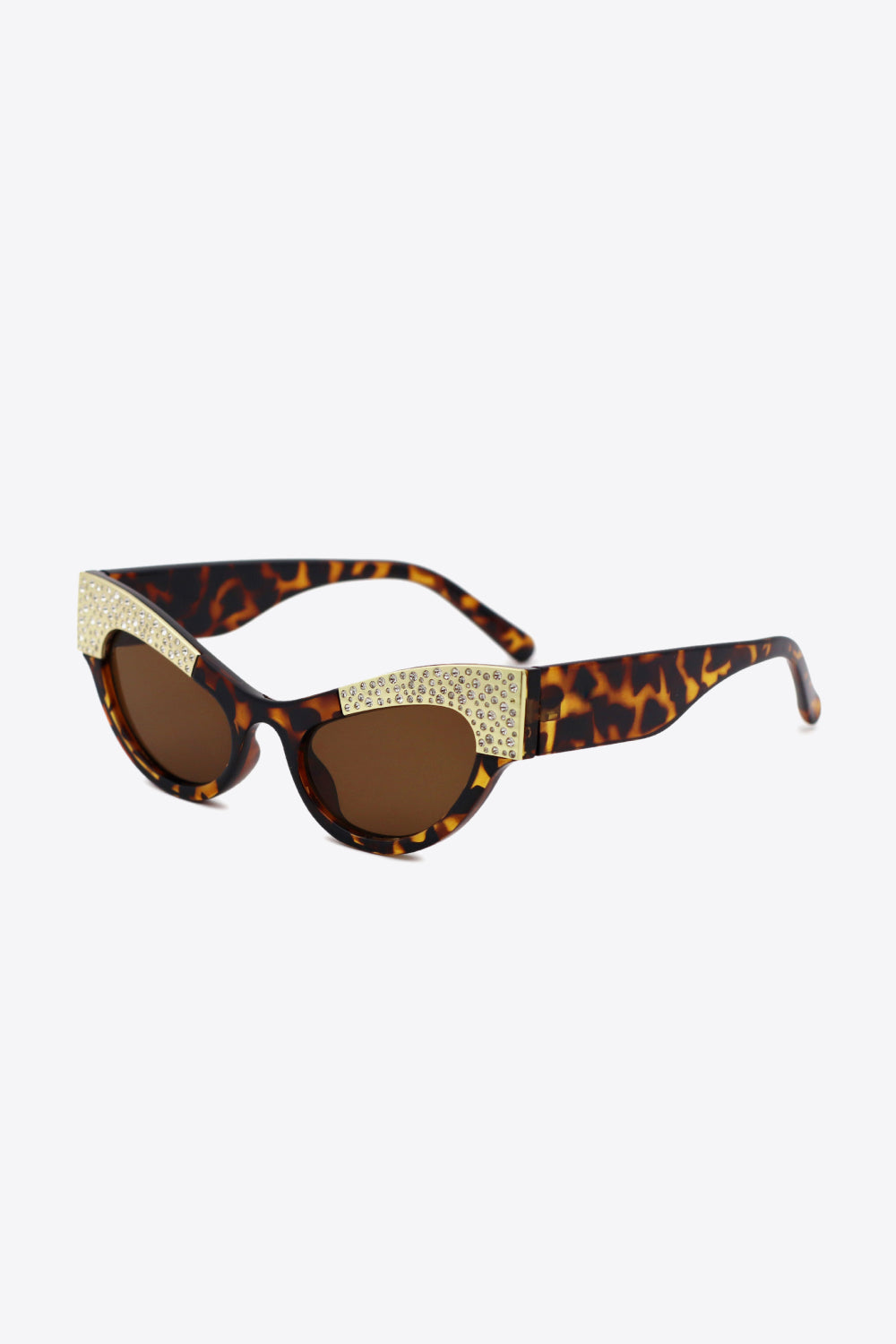 UV400 Rhinestone Trim Cat-Eye Sunglasses - Online Only